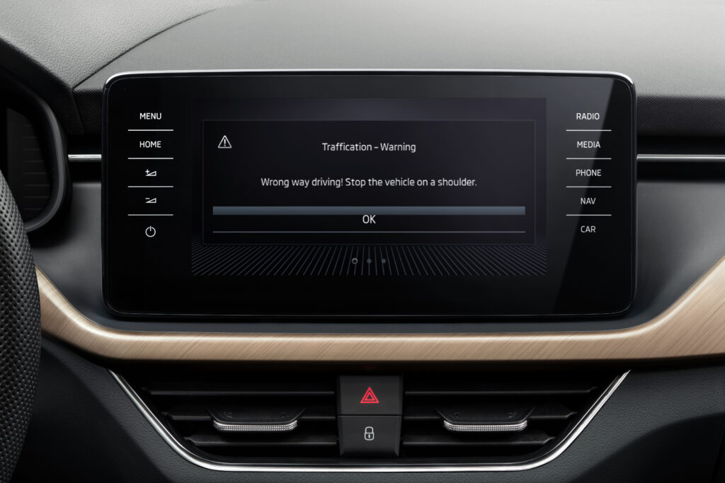 New Škoda app alerts drivers mistakenly heading into oncoming traffic
