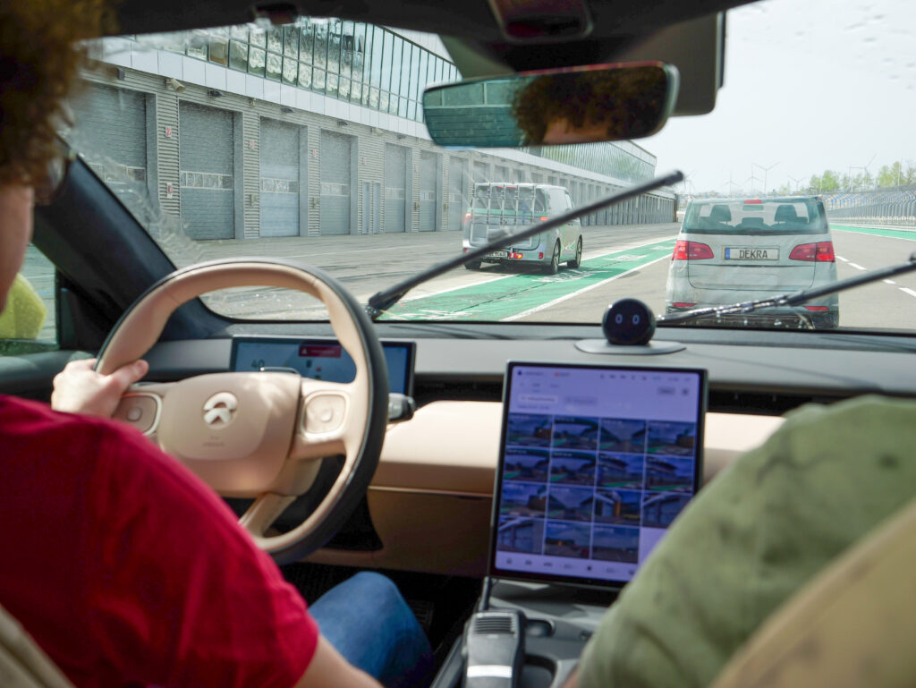 Nio vehicle performing collision avoidance at DEKRA Lausitzring