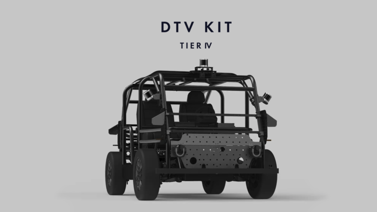 Tier IV launches autonomous test vehicle development kit An autonomous vehicle from Tier IV sits in front of a grey background, with the company logo and product name written above.