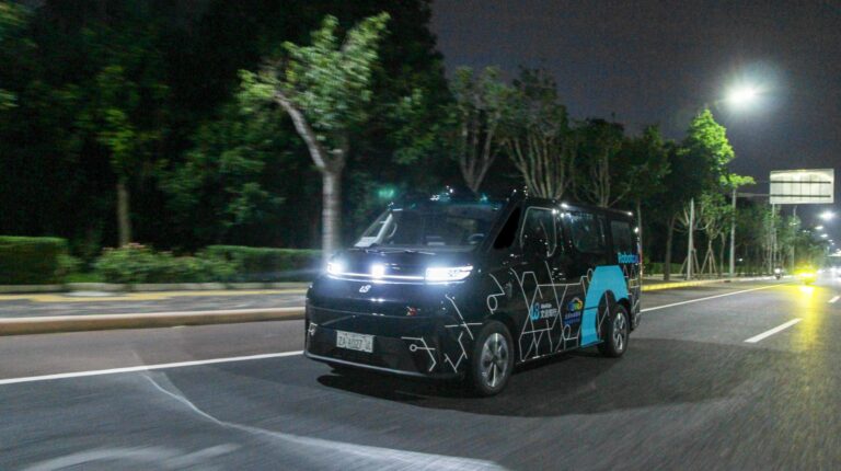 WeRide starts 24/7 robotaxi testing in Beijing A WeRide robotaxi on a city street at night
