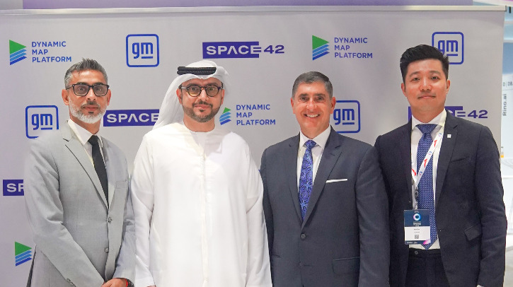 Space42 and Dynamic Map Platform provide map data for GM’s Super Cruise ADAS in UAE Jack Uppal, president & MD, Africa & ME, General Motors, Sulaiman Al Ali, CCO, Space42, Chris Thibodeau, CEO and president North America DMP and Dr Fan Zhu, SVP, Autonomous Mobility, Space42.