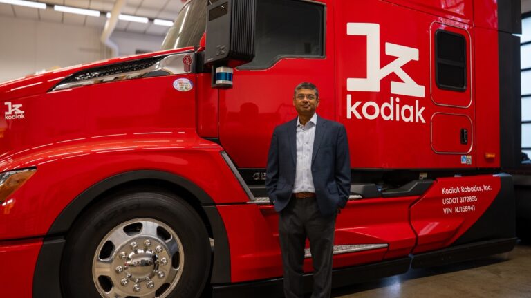 Kodiak appoints Surajit Datta as chief financial officer Surajit Datta, chief financial officer at Kodian, stands in front of a large, red Kodiak truck