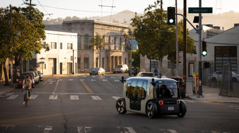 Zoox’s robotaxi driving in San Francisco.