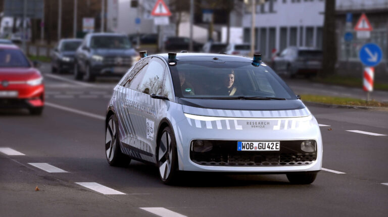 The Gen.Urban test vehicle from Volkswagen Group drives along an urban street
