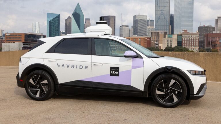 Avride’s fully electric Hyundai Ioniq 5 robotaxi, now operating as part of Uber.