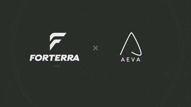 Forterra selects Aeva 4D lidar for autonomous vehicle system Aeva and Forterra logos.