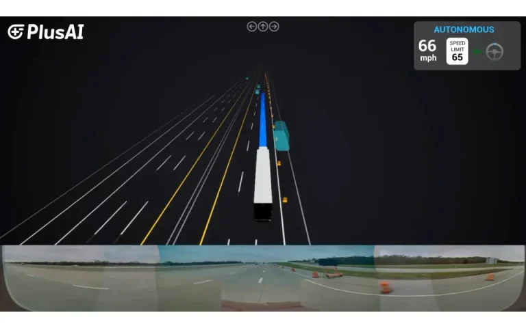 SuperDrive 6.0 from PlusAI enables night driving and construction zone handling.