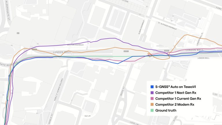Map showing performance across test route.