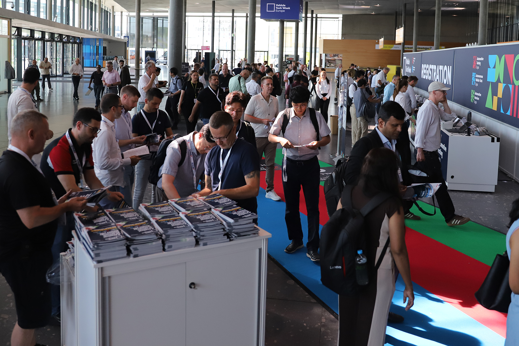 Show attendees visit various booths on the show floor at Autonomous Vehicle Tech Expo Europe 2026