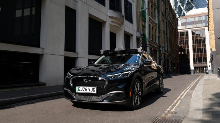 Uber and Wayve launch UK’s first autonomous rides in London A black Ford Mustang Mach-E parked on a London street in the daytime.