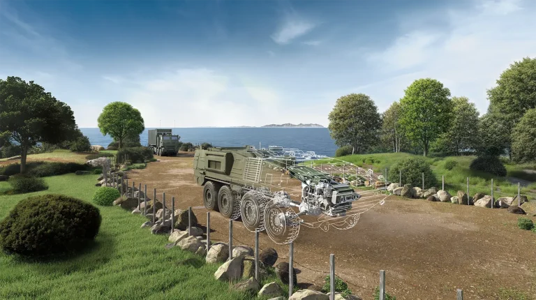 AVL and QinetiQ partner on digital twin of UK vehicle test facility A simulation of a defense vehicle under test in a digital twin.